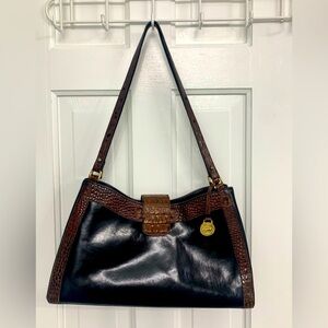 Brahmin Tuscan Vintage Black & Brown Leather Shoulder Bag